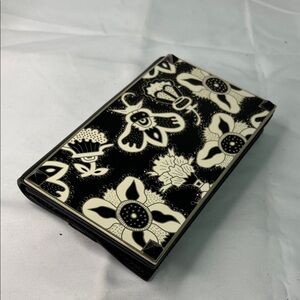 Valentino Black and Cream Floral Wallet